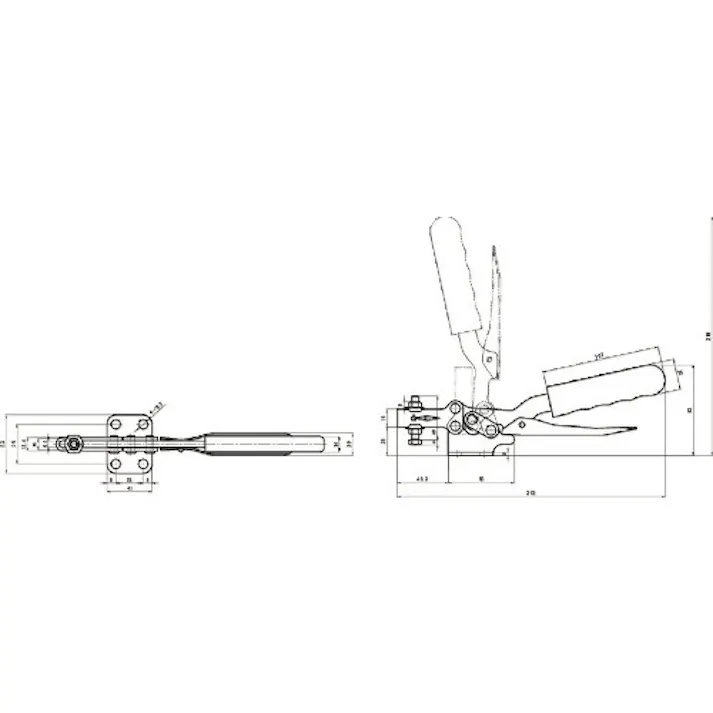 【CAINZ-DASH】スーパーツール 下方押え型トグルクランプ(水平ハンドル式)全長:243mm 締付力:2.8kN TDKS38F【別送品】