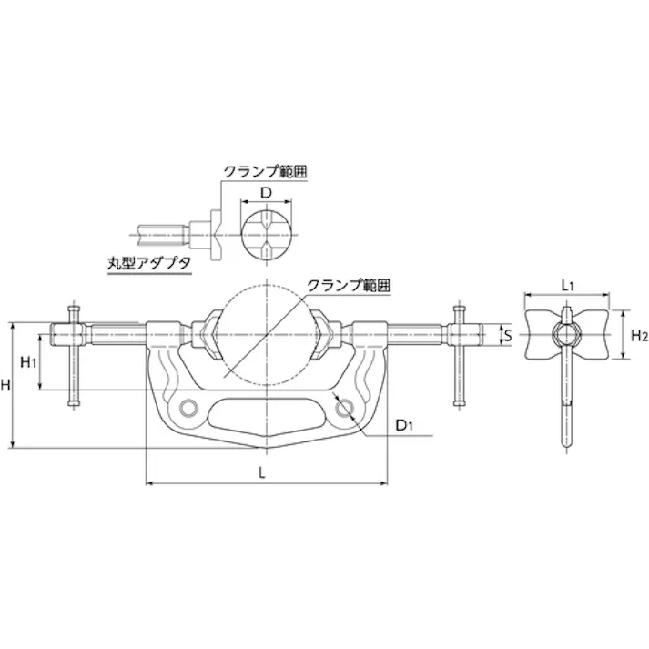 【CAINZ-DASH】スーパーツール 溶接用マルチクランプ クランプ範囲:V型アダプタφ13.8~φ60.5、丸型アダプタ0~61 WMC2【別送品】