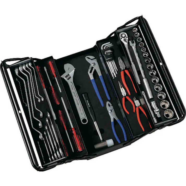 【CAINZ-DASH】スーパーツール 整備工具 プロ用両開き工具セット(3段式) デラックスタイプ 53点セット S5000DS【別送品】