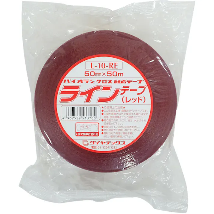 【CAINZ-DASH】ダイヤテックス ラインテープ 50mm×50m 赤 L-10-RE-50MM【別送品】