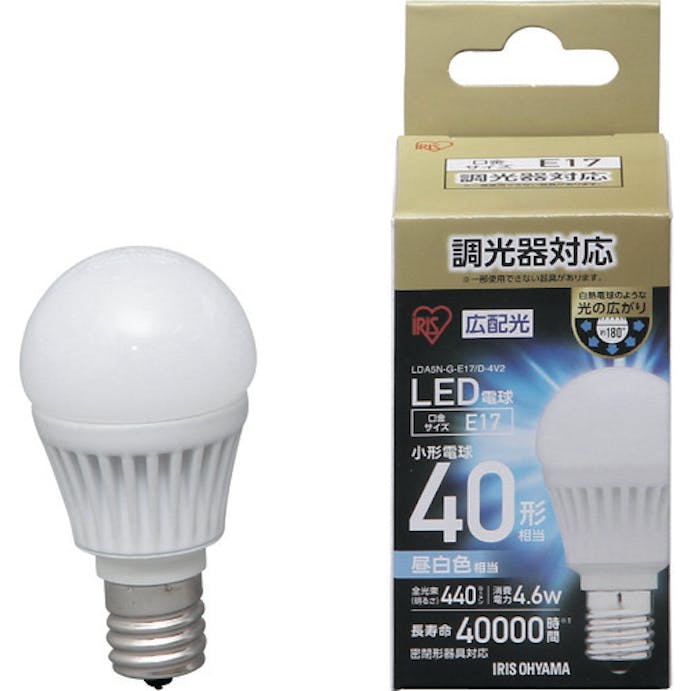 【CAINZ-DASH】アイリスオーヤマ ＬＥＤ電球　Ｅ１７広配光タイプ　調光器対応　４０形相当　昼白色 LDA5N-G-E17/D-4V3【別送品】
