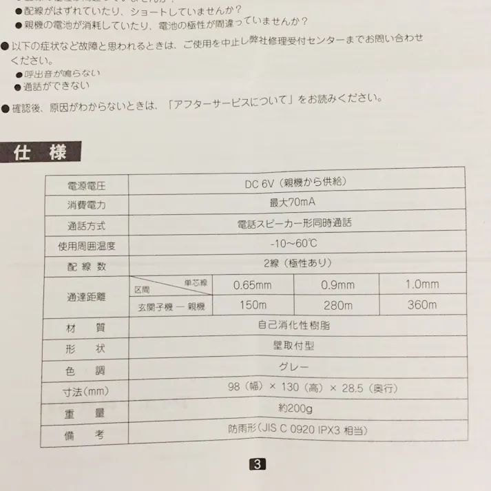 アイホン インターホン子機 TC-DC 壁取付型 防雨型 拡声通話 乾電池式玄関子機