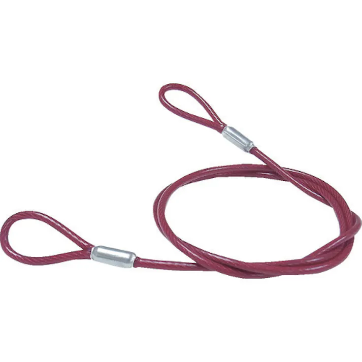 【CAINZ-DASH】ニッサチェイン 鉄製カットワイヤー アルミカシメ 赤PVCコーティング 3(4.3)X1040mm Y-68【別送品】