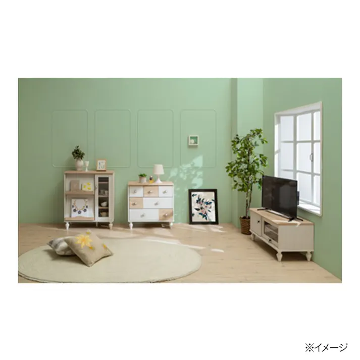 ローチェスト フレンチシャビーカフェ FSC-7070H ナチュラル&ホワイト【別送品】