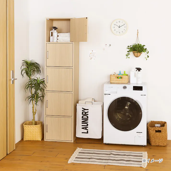 フルニコ 収納棚 ナチュラルブラウン FUL-18455DNA 幅43cm 高さ180cm 扉付 5ドア 【別送品】