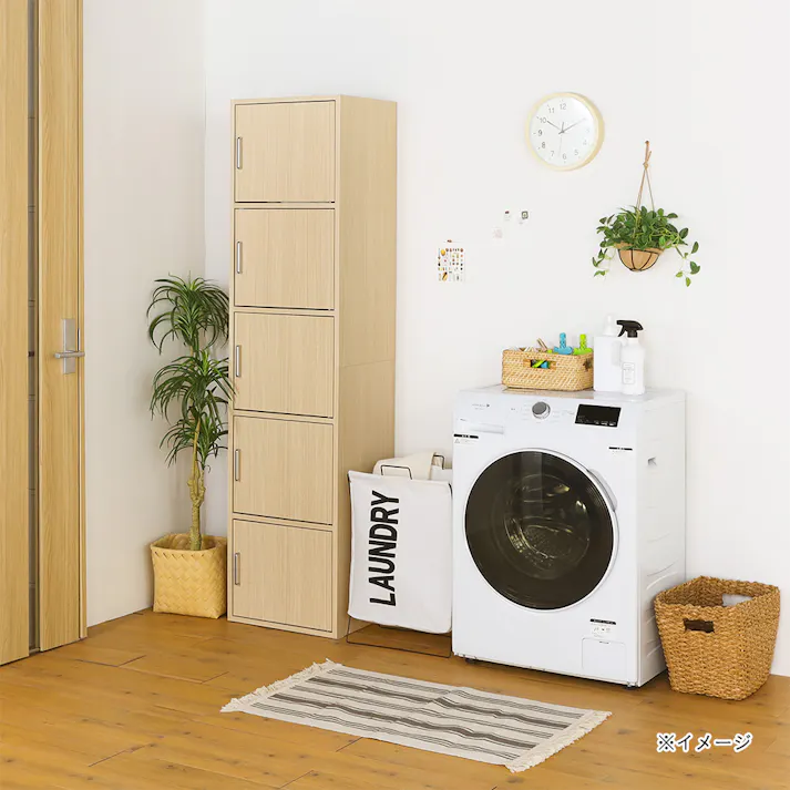 フルニコ 収納棚 ナチュラルブラウン FUL-18455DNA 幅43cm 高さ180cm 扉付 5ドア 【別送品】