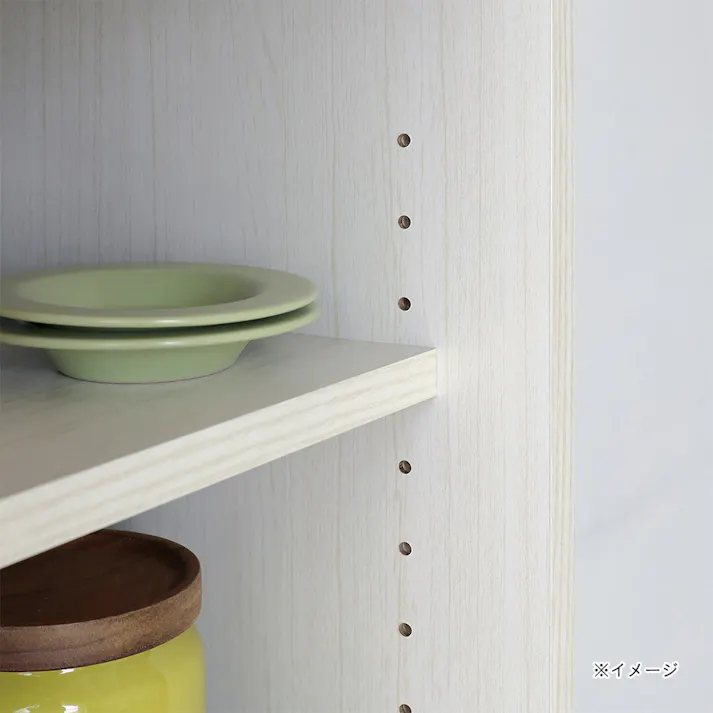 フルニコ 食器棚 ホワイト 白木目 FUL-1255DGHWH 幅57cm 高さ119cm ガラス引き戸 引出付き 【別送品】