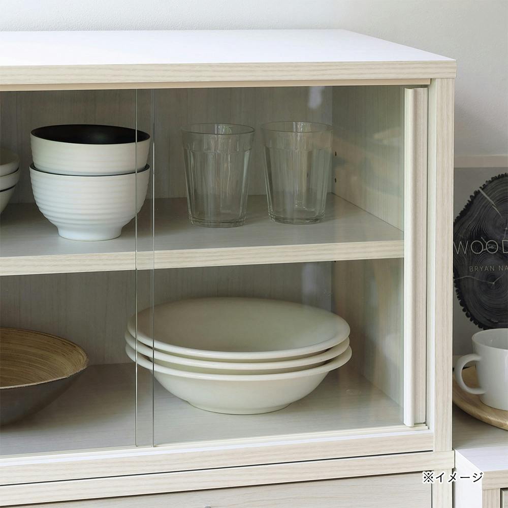フルニコ 食器棚 ミニ ホワイト 白木目 FUL-4055GWH 幅57cm 高さ