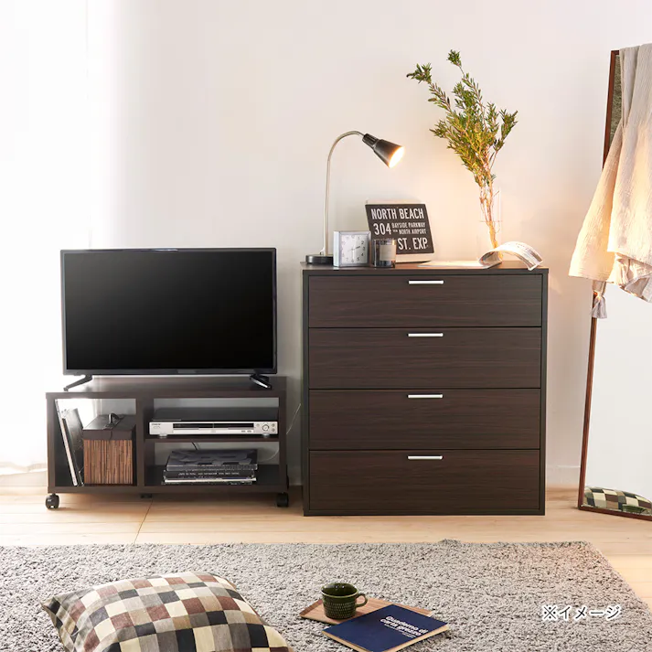 フルニコ テレビ台 ダークブラウン FUL-4080TVDK 幅80cm 高さ40cm 32V型対応 キャスター付 【別送品】
