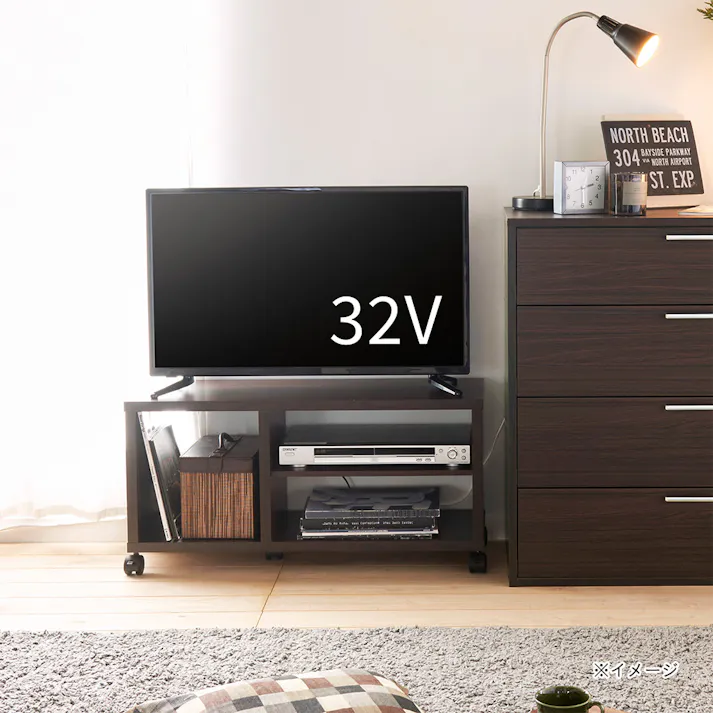 フルニコ テレビ台 ダークブラウン FUL-4080TVDK 幅80cm 高さ40cm 32V型対応 キャスター付 【別送品】