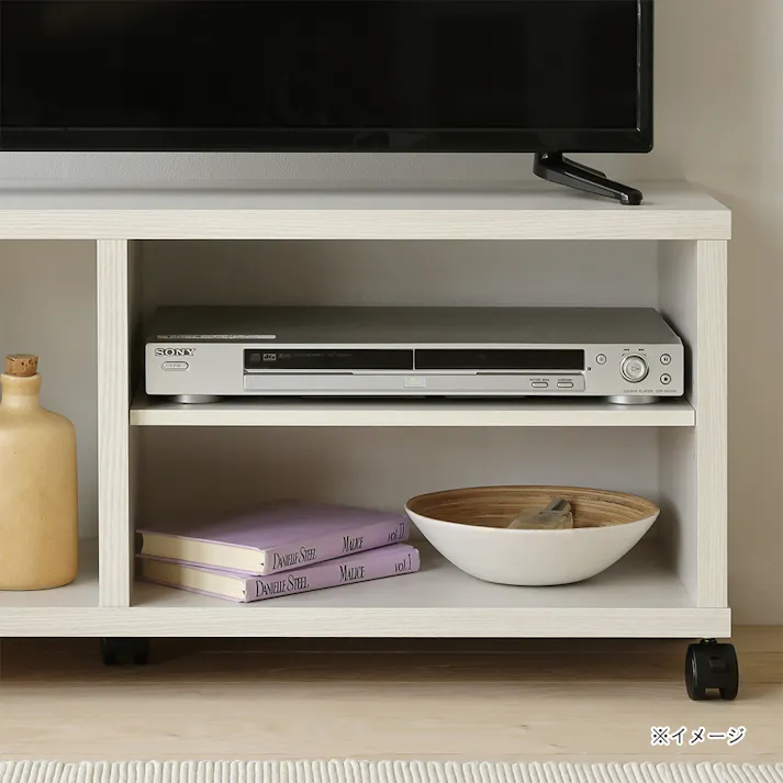 フルニコ テレビ台 ホワイト 白木目 FUL-4080TVWH 幅80cm 高さ40cm 32V型対応 キャスター付 【別送品】