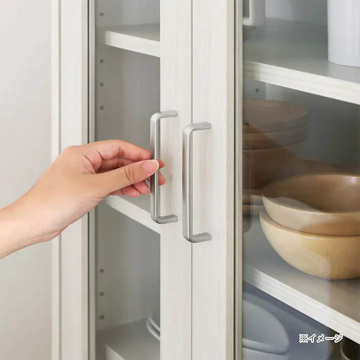 フルニコ キャビネット ホワイト 白木目 FUL-8055GWH 幅57cm 高さ80cm ガラス扉付 【別送品】