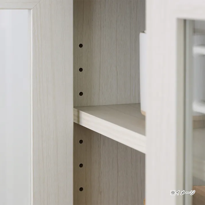 フルニコ キャビネット ホワイト 白木目 FUL-8055GWH 幅57cm 高さ80cm ガラス扉付 【別送品】