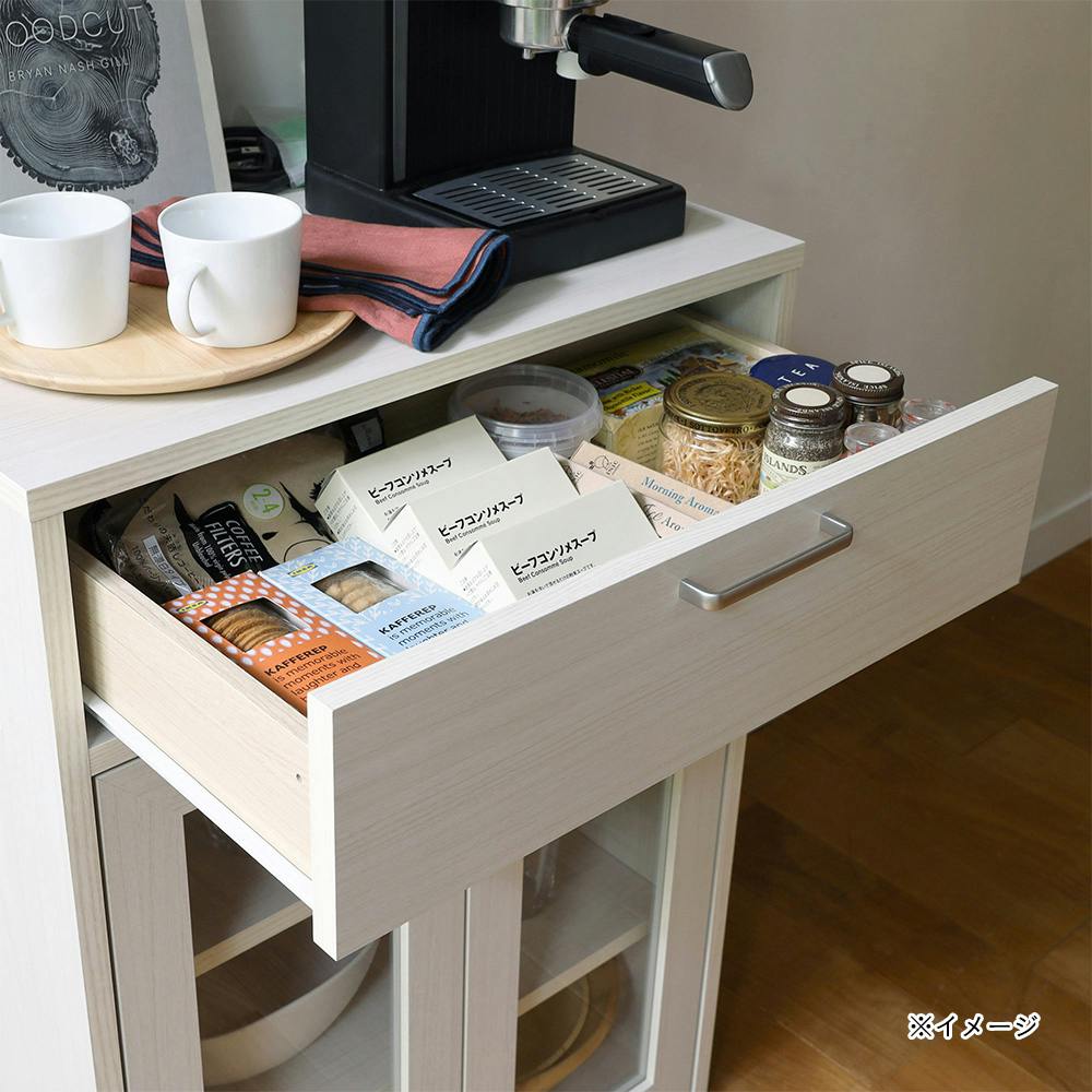 フルニコ キャビネット ホワイト 白木目 FUL-8055GHWH 幅57cm 高さ80cm