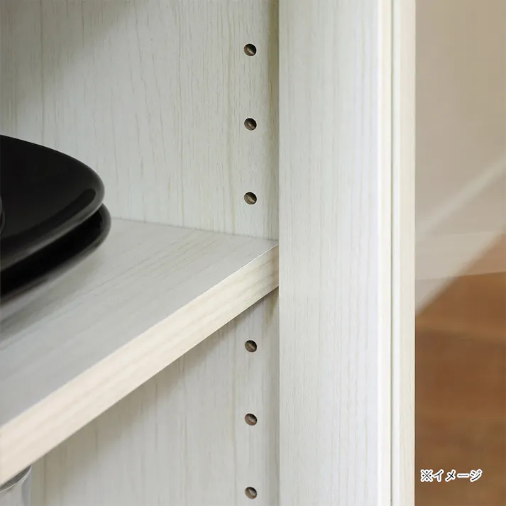 フルニコ キャビネット ホワイト 白木目 FUL-8055GHWH 幅57cm 高さ80cm ガラス扉付 引出付き 【別送品】