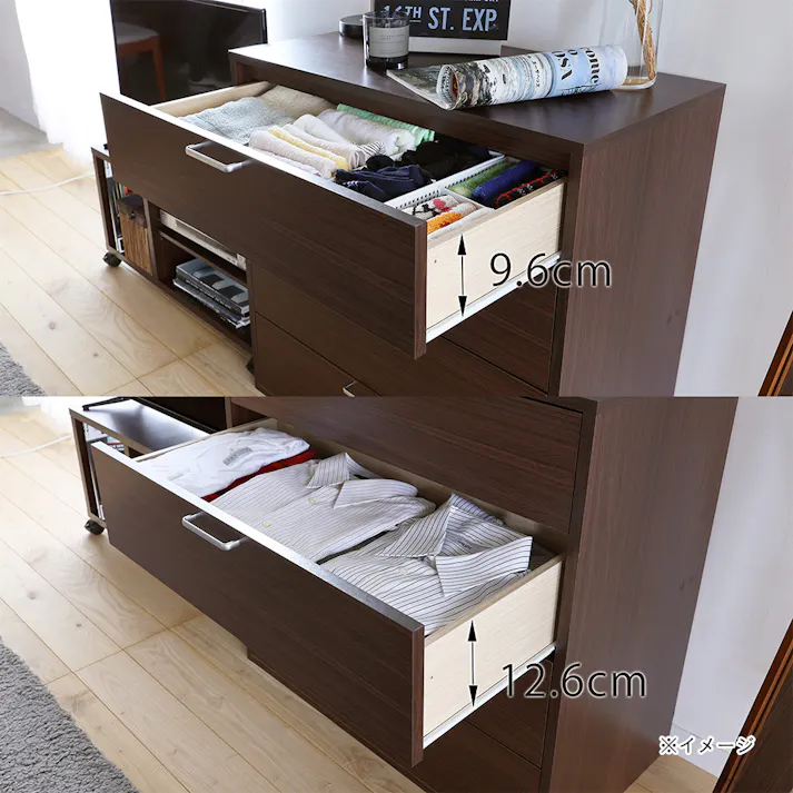 フルニコ チェスト ダークブラウン FUL-8080HDK 幅79cm 高さ80cm ワイドタイプ 引出4段 【別送品】