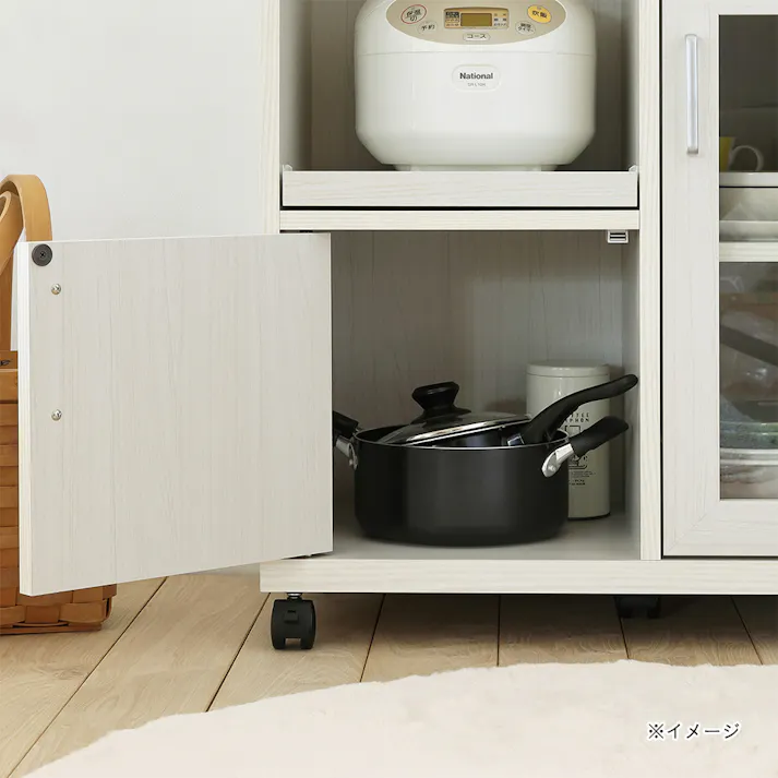 フルニコ カウンターワゴン ホワイト 白木目 FUL-8065SLWH 幅64cm 高さ80cm キャスター付 【別送品】