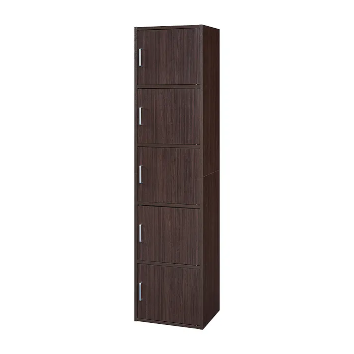 フルニコ 収納棚 ダークブラウン FUL-18455DDK 幅43cm 高さ180cm 扉付 5ドア 【別送品】