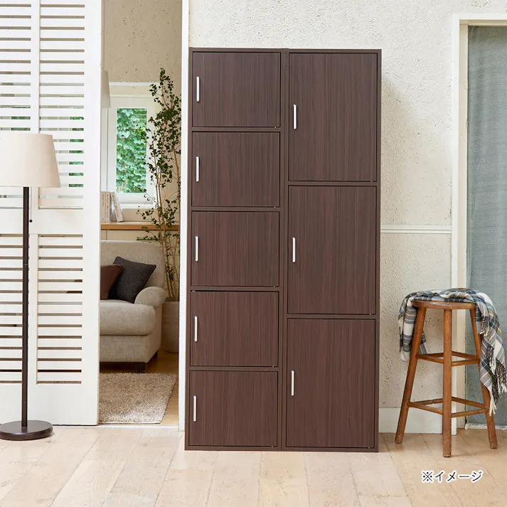 フルニコ 収納棚 ダークブラウン FUL-18455DDK 幅43cm 高さ180cm 扉付 5ドア 【別送品】