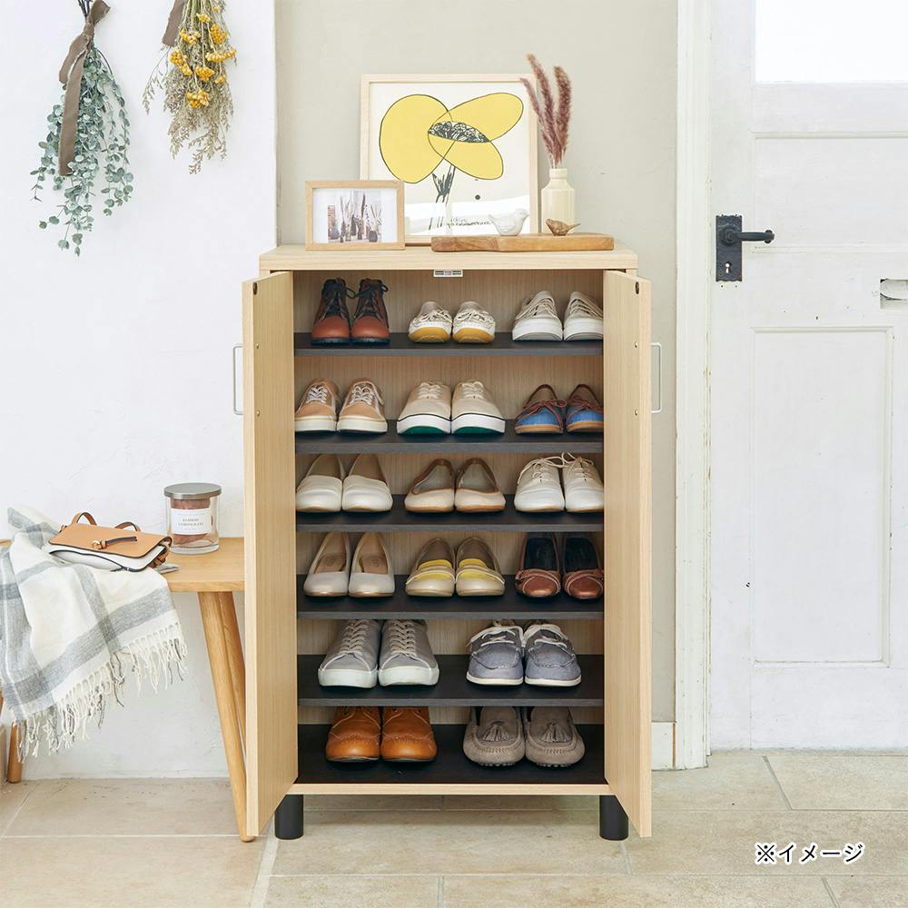 フルニコ 下駄箱 ナチュラルブラウン FUL-1065DNA 幅63cm 高さ99cm 扉