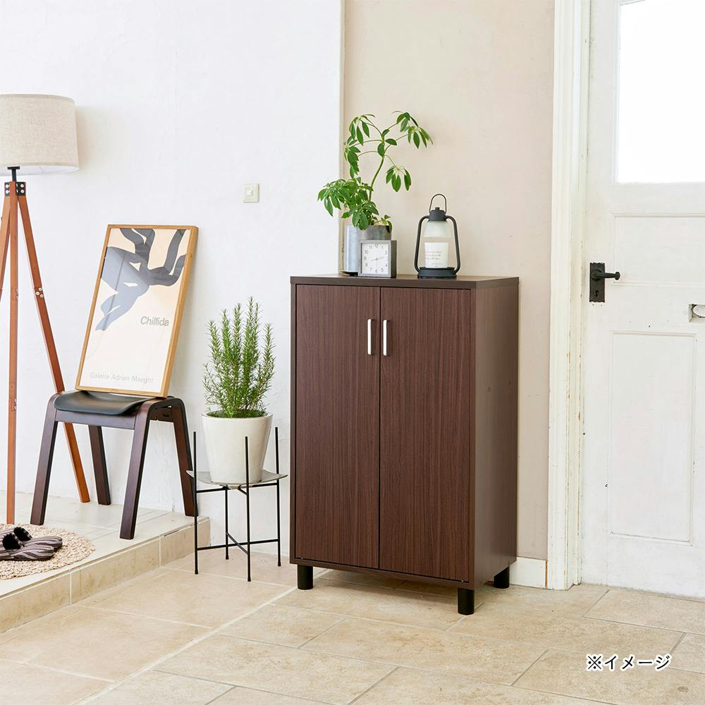 フルニコ 下駄箱 ダークブラウン FUL-1065DDK 幅63cm 高さ99cm 扉