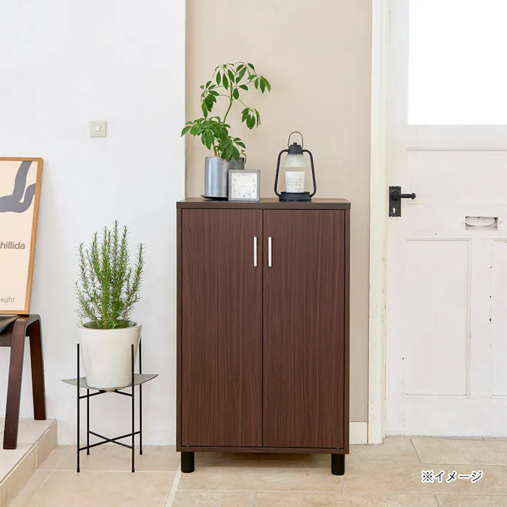 フルニコ 下駄箱 ダークブラウン FUL-1065DDK 幅63cm 高さ99cm 扉 【別送品】