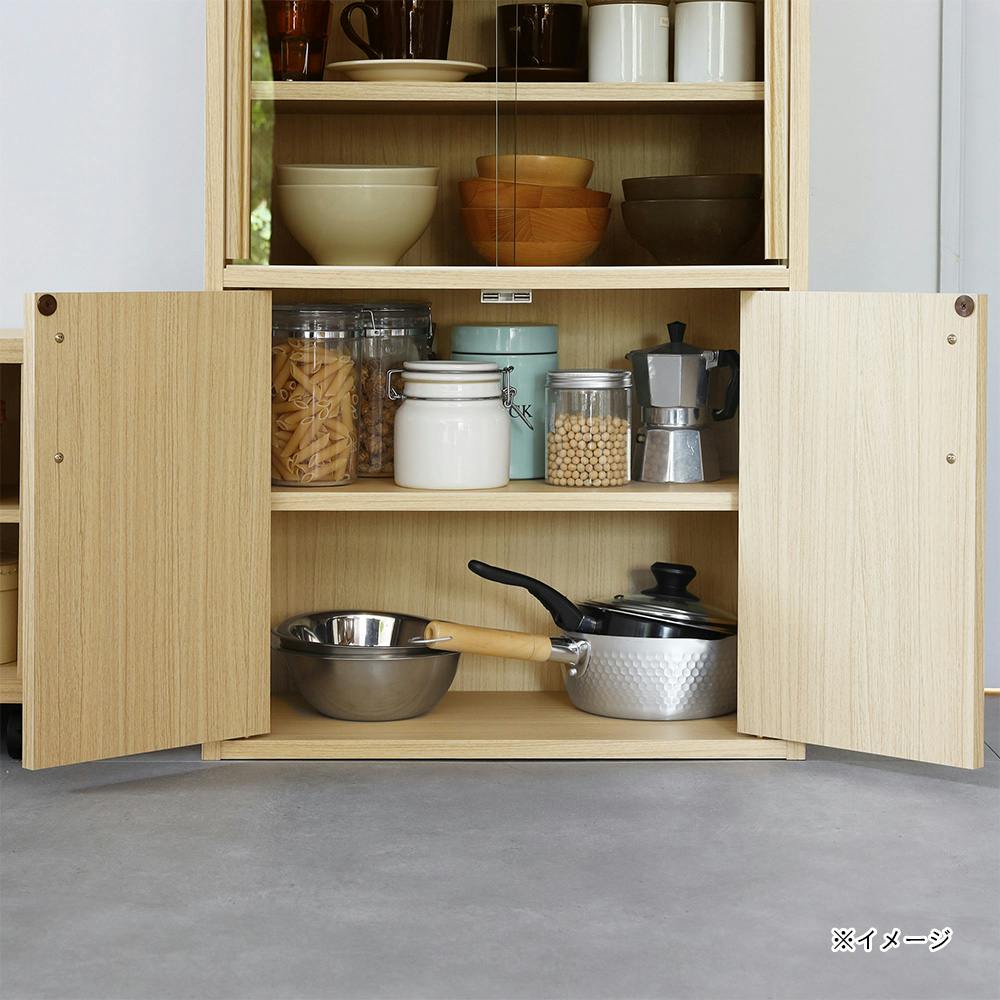 フルニコ 食器棚 ナチュラルブラウン FUL-8055DGNA 幅57cm 高さ80cm