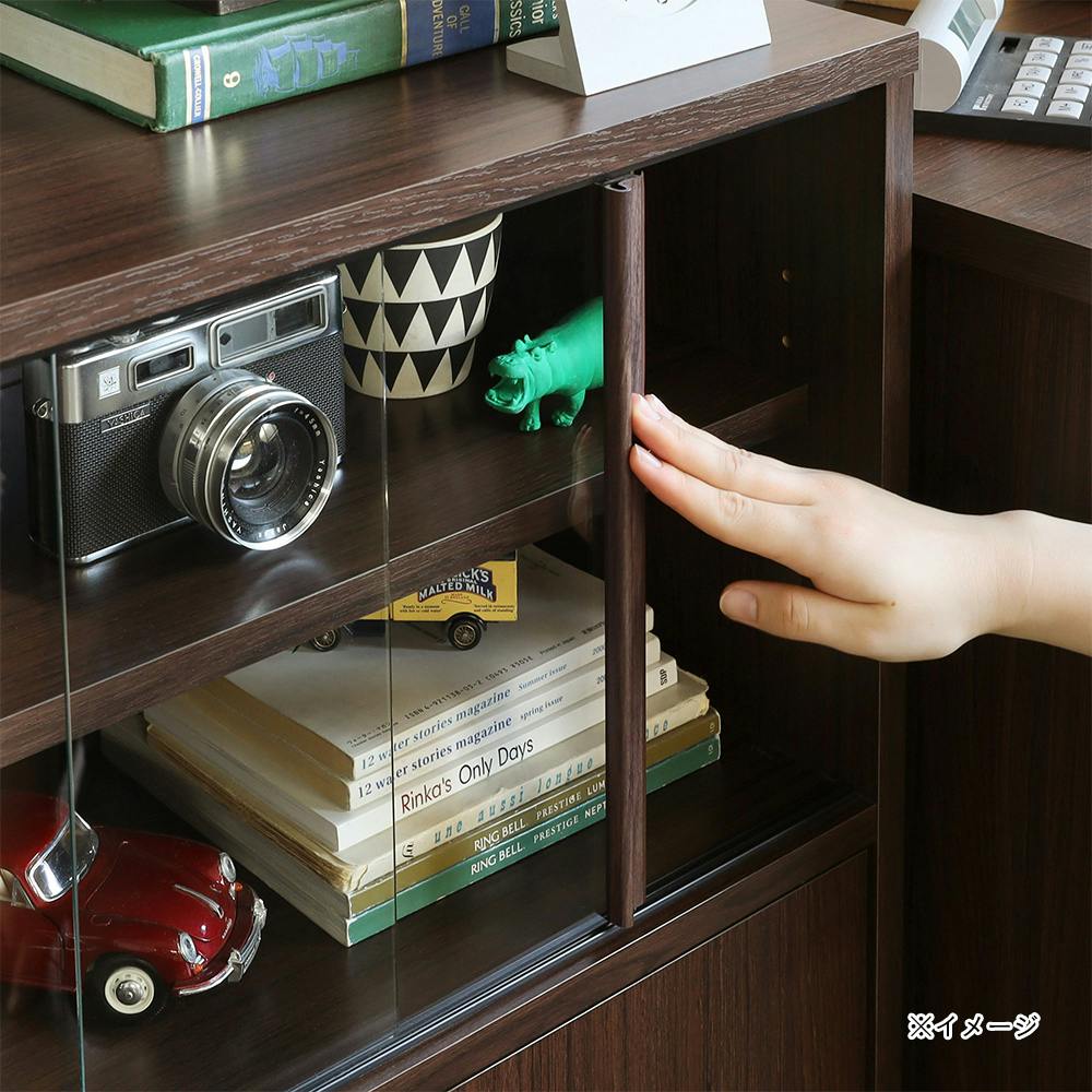 フルニコ 食器棚 ダークブラウン FUL-8055DGDK 幅57cm 高さ80cm ガラス