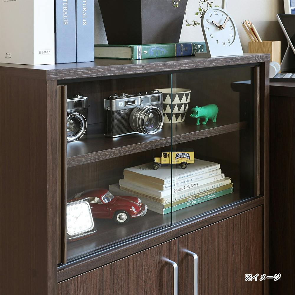 フルニコ 食器棚 ダークブラウン FUL-8055DGDK 幅57cm 高さ80cm ガラス