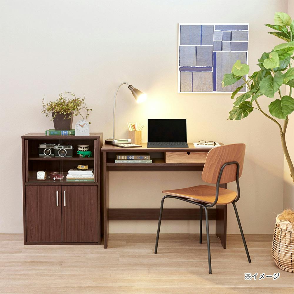 フルニコ 食器棚 ダークブラウン FUL-8055DGDK 幅57cm 高さ80cm ガラス