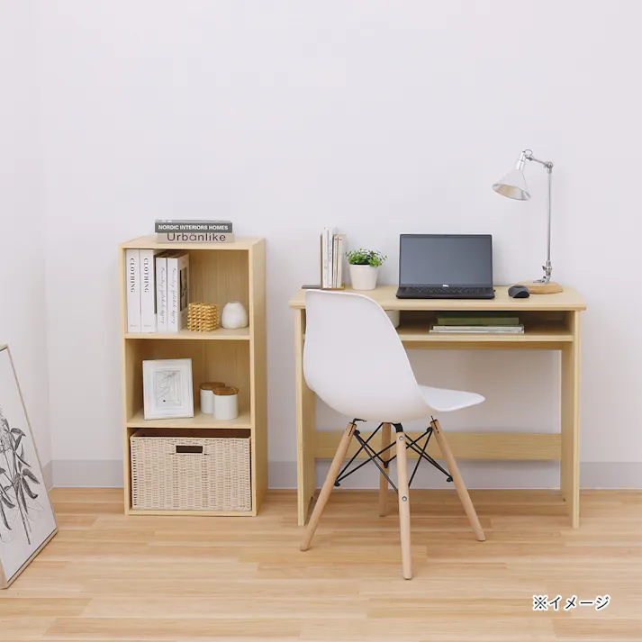 フルニコ デスク ナチュラルブラウン FUL-7090DESKNA 幅91cm 高さ72cm 中棚付き 【別送品】