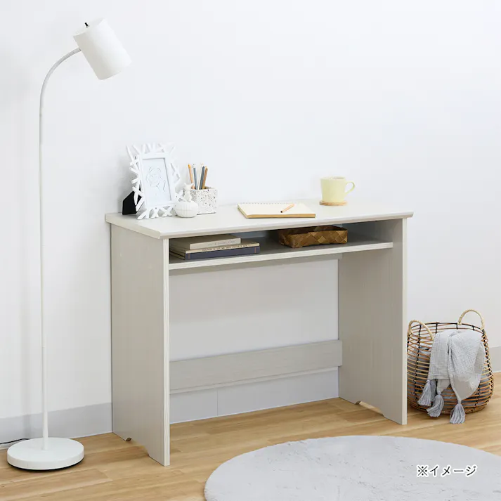 フルニコ デスク ホワイト 白木目 FUL-7090DESKWH 幅91cm 高さ72cm 中棚付き 【別送品】