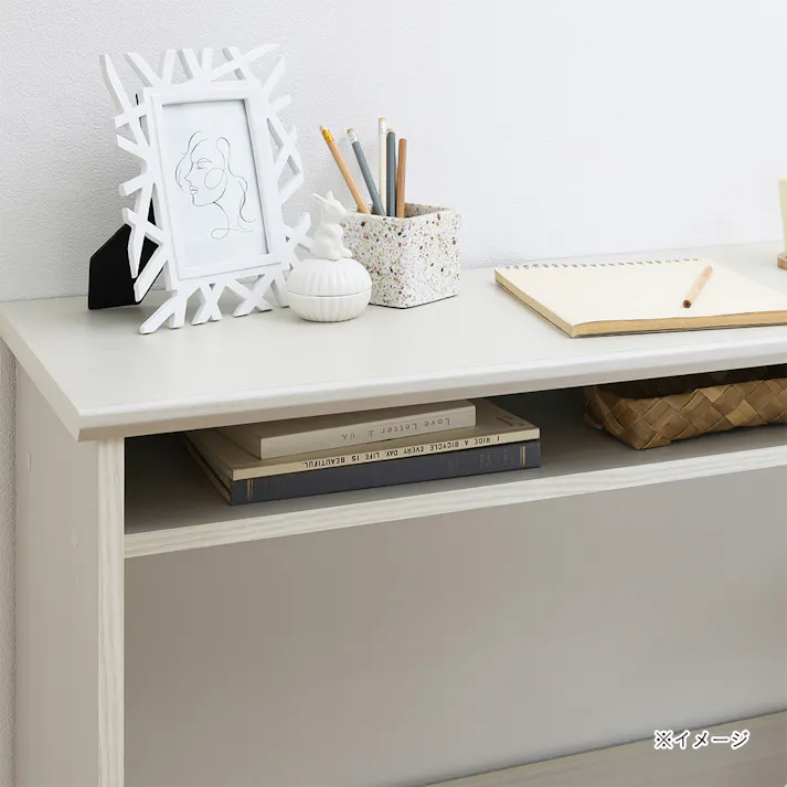 フルニコ デスク ホワイト 白木目 FUL-7090DESKWH 幅91cm 高さ72cm 中棚付き 【別送品】