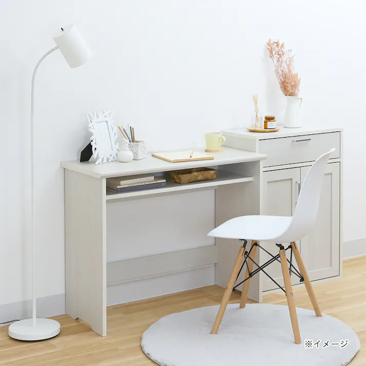 フルニコ デスク ホワイト 白木目 FUL-7090DESKWH 幅91cm 高さ72cm 中棚付き 【別送品】