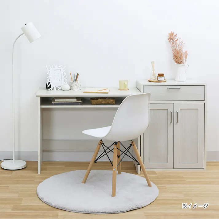 フルニコ デスク ホワイト 白木目 FUL-7090DESKWH 幅91cm 高さ72cm 中棚付き 【別送品】