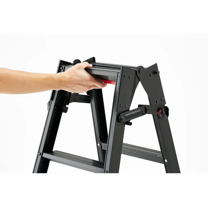 ワンタッチバー脚部伸縮式脚立 ブラック 4段 RYZB-12