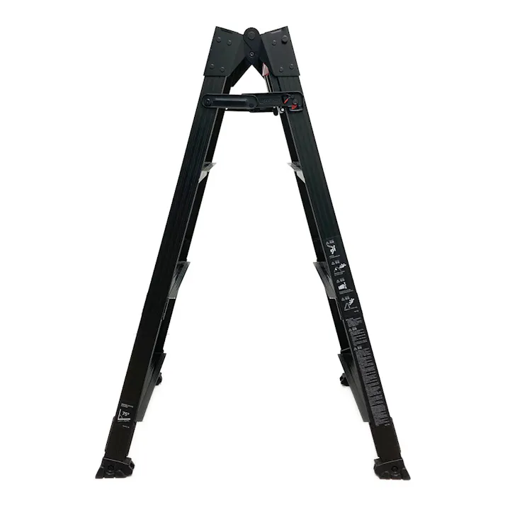 ワンタッチバー脚部伸縮式脚立 ブラック 4段 RYZB-12