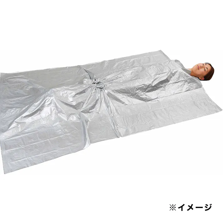 コジット 頭・首筋まですっぽり フード付アルミ防寒ブランケット ポンチョ型 収納ポーチ付