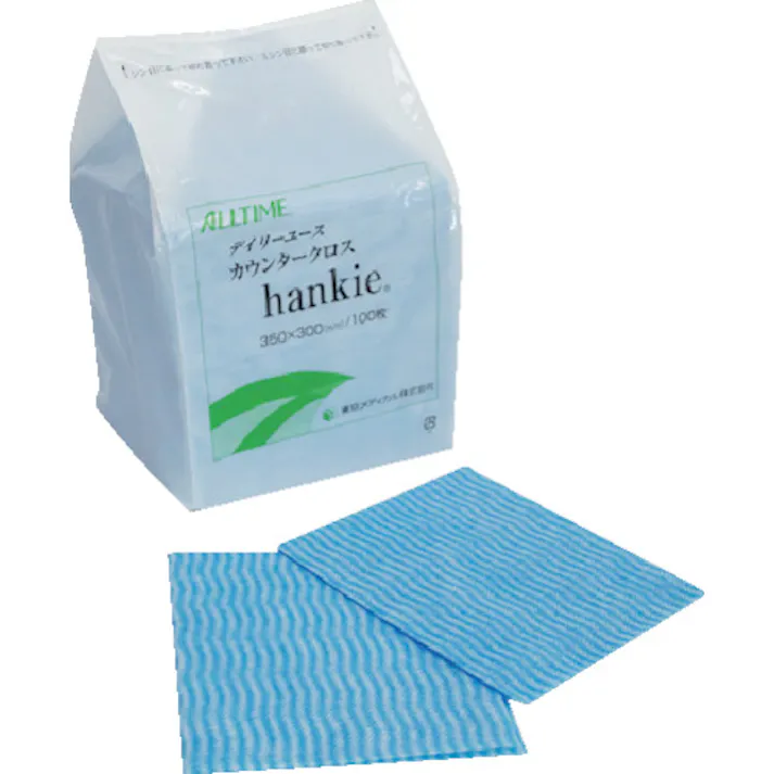 【CAINZ-DASH】東京メディカル 業務用ふきん ハンキー 35x30cm ブルー 100枚入 FT-133【別送品】