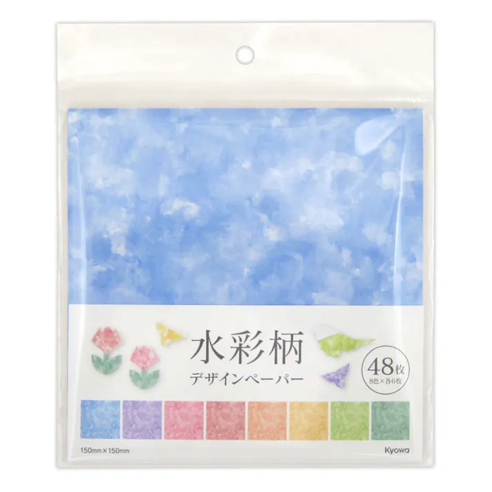デザインペーパー 水彩柄 48枚