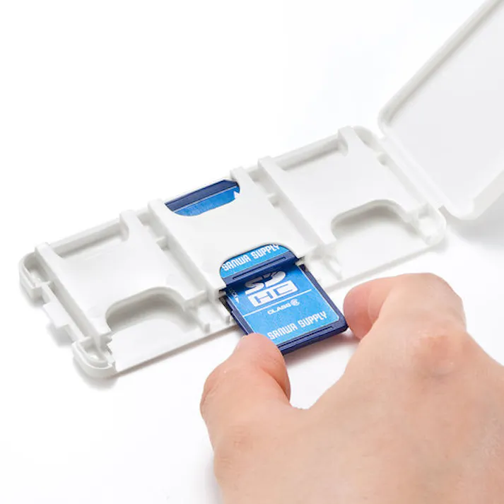 【CAINZ-DASH】サンワサプライ SDカードケース(6枚収納・ホワイト) FC-MMC23SDW【別送品】