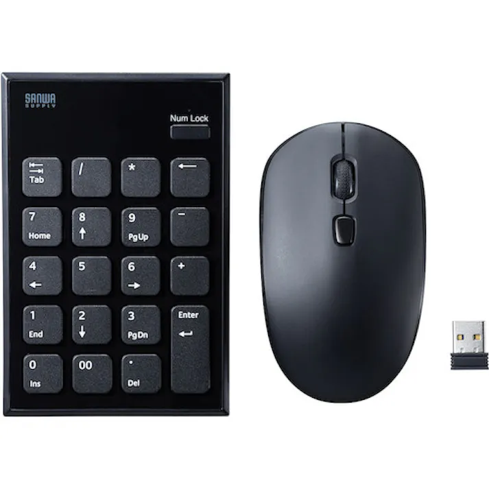 【CAINZ-DASH】サンワサプライ 静音ワイヤレステンキーマウスセット NT-WL23SETBK【別送品】