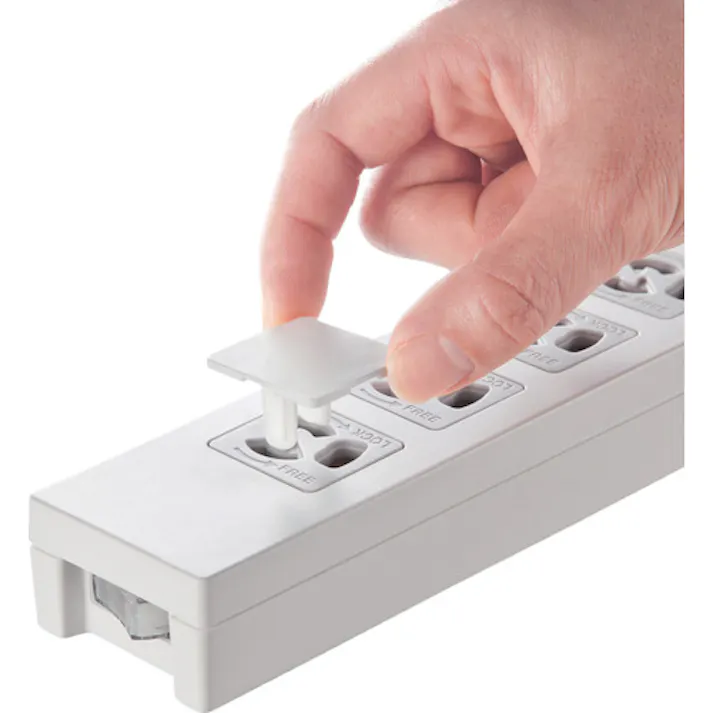 【CAINZ-DASH】サンワサプライ 電源タップ用コンセントキャップ ホワイト 3プラグ抜け止め TAP-CAP3P5L【別送品】