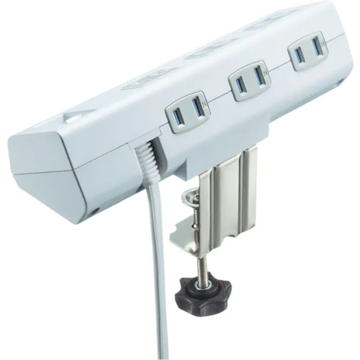 【CAINZ-DASH】サンワサプライ クランプ固定式タップ TAP-B53W【別送品】