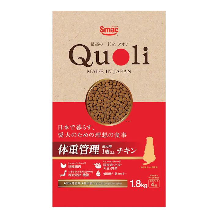 Quoli 体重管理 成犬用 1歳以上 チキン 1.8Kg