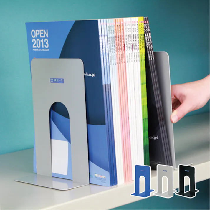 【CAINZ-DASH】オープン工業 ブックエンド (特大) 2枚1組 黒 BE-1-BK【別送品】