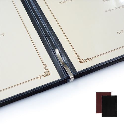 CAINZ-DASH】オープン工業 メニューファイル レザー調 A4 4頁 黒 MN