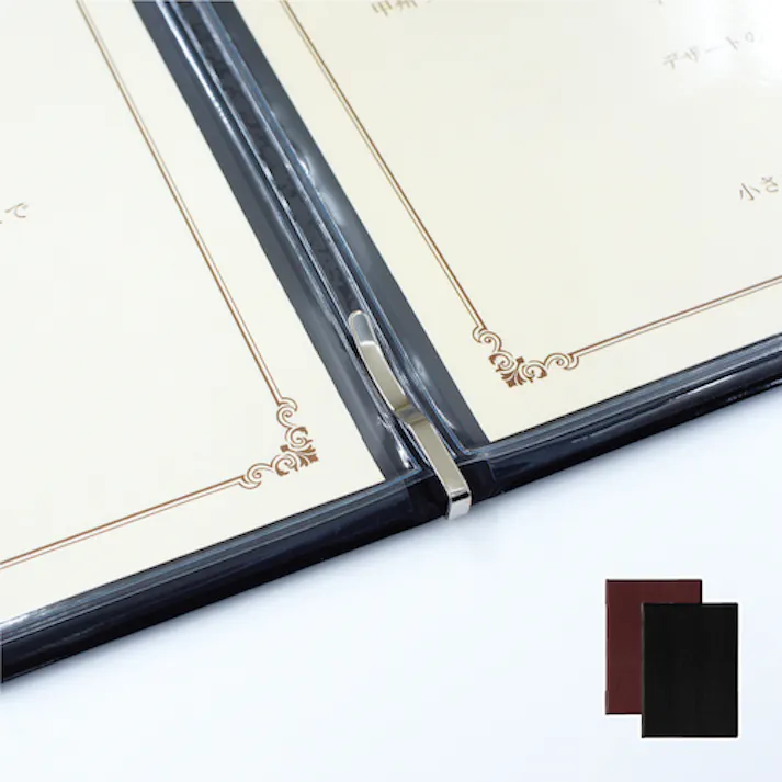 【CAINZ-DASH】オープン工業 メニューファイル レザー調 A4 6頁 黒 MN-200-BK【別送品】