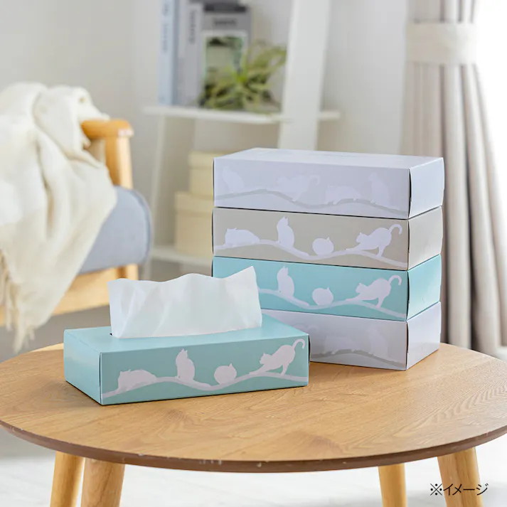 キャットデザインティッシューボックス 150組 5箱入