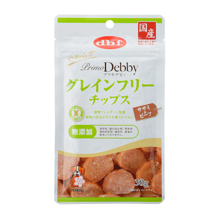 dbf プリモデビィ グレインフリーチップス ササミ&ビーフ 30g